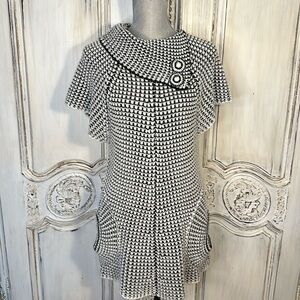 SHOWPO Unique Black and White Knit Sweater Dress Mod Retro Y2K Cottage Western